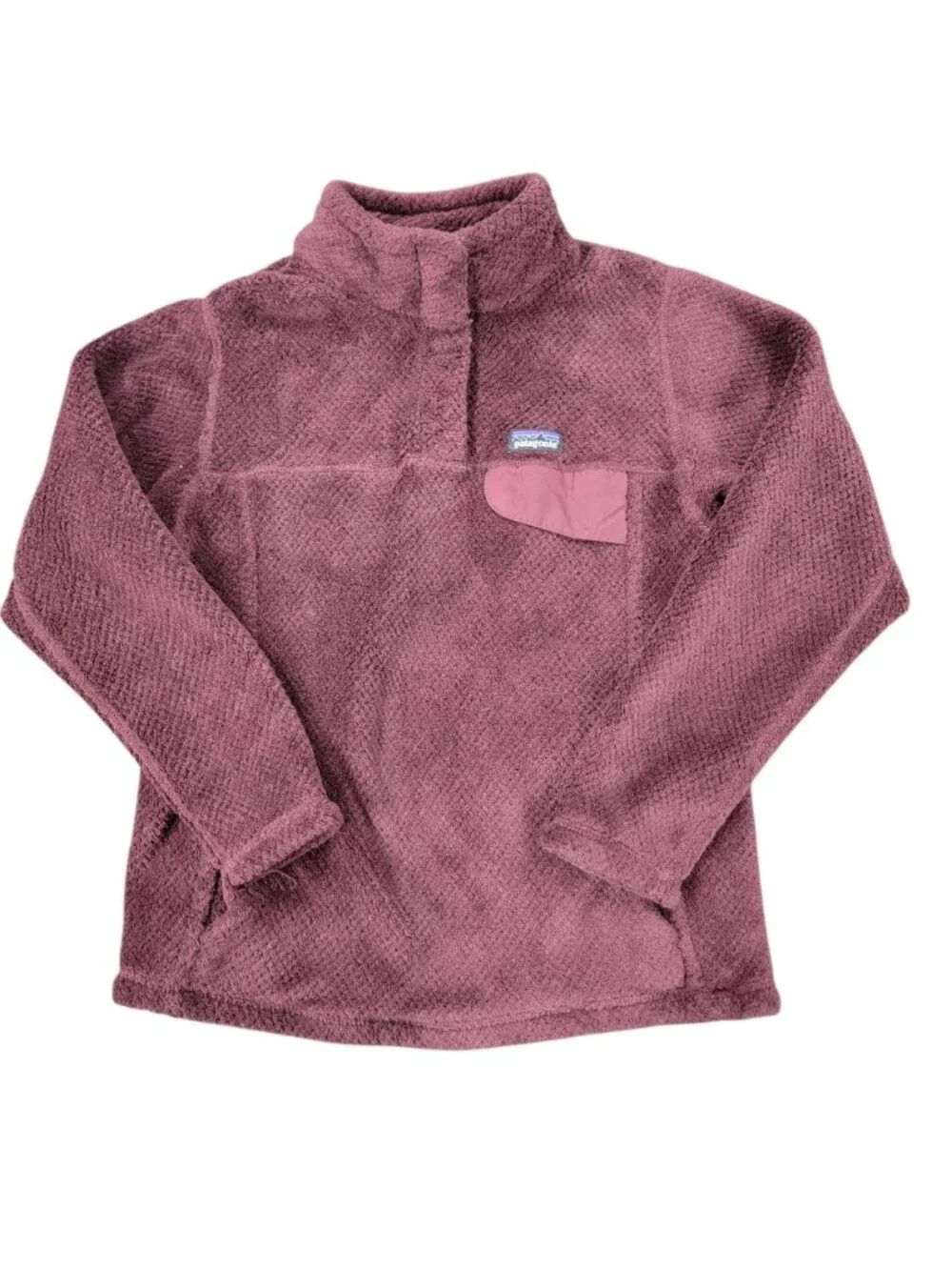 Patagonia Re-Tool Snap-T Sweater Girls Medium Burgundy Polartec Hiking Fleece